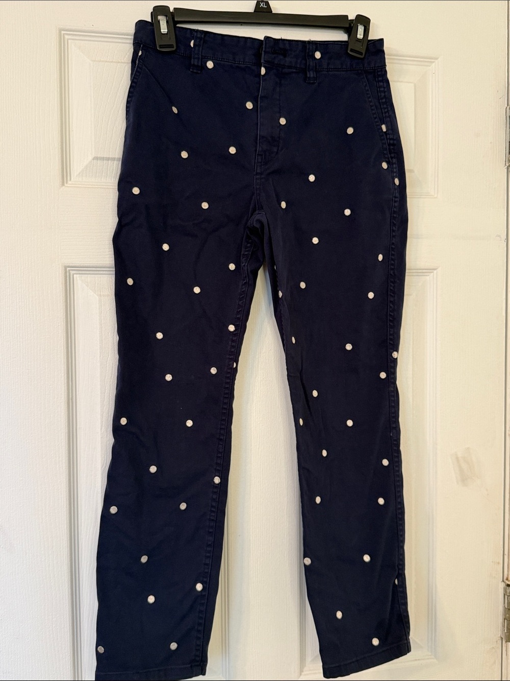 J.Crew Vintage Straight Navy Polka Dot Stretch Chino Pants Size 26 Cropped